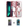 MARSİLYAN™- iPhone 13 Pro Max Kılıf Nova Işık Özel Seri - Siyah 18D Cam Ekran Koruyucu + Neon Fosforlu Kamera Lens - YL
