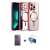 MARSİLYAN™- iPhone 13 Pro Max Kılıf Nova Işık Özel Seri - Siyah 3D Antistatik Cam Ekran Koruyucu + Neon Fosforlu Kamera Lens - BZ