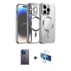 MARSİLYAN™- iPhone 13 Pro Max Kılıf Nova Işık Özel Seri - Siyah 3D Antistatik Cam Ekran Koruyucu + Neon Fosforlu Kamera Lens - MI