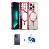 MARSİLYAN™- iPhone 13 Pro Max Kılıf Nova Işık Özel Seri - Siyah 3D Antistatik Cam Ekran Koruyucu + Neon Fosforlu Kamera Lens - MI