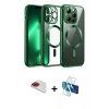 MARSİLYAN™- iPhone 13 Pro Max Kılıf Nova Işık Özel Seri - Siyah 3D Antistatik Cam Ekran Koruyucu + Pers Alüminyum Kamera Lens - KI