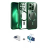 MARSİLYAN™- iPhone 13 Pro Max Kılıf Nova Işık Özel Seri - Siyah 3D Antistatik Cam Ekran Koruyucu + Pers Alüminyum Kamera Lens - LT