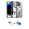 MARSİLYAN™- iPhone 13 Pro Max Kılıf Nova Işık Özel Seri - Siyah 3D Antistatik Cam Ekran Koruyucu + Pers Alüminyum Kamera Lens - GI