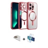 MARSİLYAN™- iPhone 13 Pro Max Kılıf Nova Işık Özel Seri - Siyah 3D Antistatik Cam Ekran Koruyucu + Pers Alüminyum Kamera Lens - GD