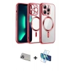 MARSİLYAN™- iPhone 13 Pro Max Kılıf Nova Işık Özel Seri - Siyah 3D Antistatik Cam Ekran Koruyucu + Rainbow Kamera Lens Koruma Cam - MR