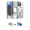 MARSİLYAN™- iPhone 13 Pro Max Kılıf Nova Işık Özel Seri - Siyah 3D Antistatik Cam Ekran Koruyucu + Rainbow Kamera Lens Koruma Cam - REGD