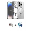 MARSİLYAN™- iPhone 13 Pro Max Kılıf Nova Işık Özel Seri - Siyah 3D Antistatik Cam Ekran Koruyucu + Rainbow Kamera Lens Koruma Cam - KI