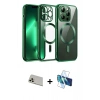 MARSİLYAN™- iPhone 13 Pro Max Kılıf Nova Işık Özel Seri - Siyah 3D Antistatik Cam Ekran Koruyucu + Rainbow Kamera Lens Koruma Cam - REGD