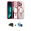MARSİLYAN™- iPhone 13 Pro Max Kılıf Nova Işık Özel Seri - Siyah 3D Antistatik Cam Ekran Koruyucu + Raze Metal Kamera Lens - GD