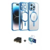 MARSİLYAN™- iPhone 13 Pro Max Kılıf Nova Işık Özel Seri - Siyah 3D Antistatik Cam Ekran Koruyucu + Raze Metal Kamera Lens - GD