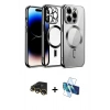 MARSİLYAN™- iPhone 13 Pro Max Kılıf Nova Işık Özel Seri - Siyah 3D Antistatik Cam Ekran Koruyucu + Raze Metal Kamera Lens - GD