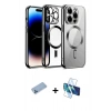 MARSİLYAN™- iPhone 13 Pro Max Kılıf Nova Işık Özel Seri - Siyah 3D Antistatik Cam Ekran Koruyucu + Shine Kamera Lens Koruma Cam - MI