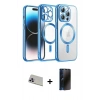 MARSİLYAN™- iPhone 13 Pro Max Kılıf Nova Işık Özel Seri - Siyah 3D Antistatik Hayalet Cam Ekran Koruyucu + Rainbow Kamera Lens Koruma Cam - MR