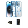 MARSİLYAN™- iPhone 13 Pro Max Kılıf Nova Işık Özel Seri - Siyah 3D Antistatik Hayalet Cam Ekran Koruyucu + Raze Metal Kamera Lens - GD