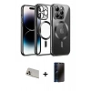 MARSİLYAN™- iPhone 13 Pro Max Kılıf Nova Işık Özel Seri - Siyah 3D Antistatik Hayalet Cam Ekran Koruyucu + Rainbow Kamera Lens Koruma Cam - REGD
