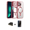 MARSİLYAN™- iPhone 13 Pro Max Kılıf Nova Işık Özel Seri - Siyah 3D Antistatik Hayalet Cam Ekran Koruyucu + Raze Metal Kamera Lens - GD