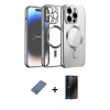 MARSİLYAN™- iPhone 13 Pro Max Kılıf Nova Işık Özel Seri - Siyah 3D Antistatik Hayalet Cam Ekran Koruyucu + Metal Kamera Lens Koruma Cam - AKYL