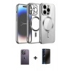 MARSİLYAN™- iPhone 13 Pro Max Kılıf Nova Işık Özel Seri - Siyah 3D Antistatik Hayalet Cam Ekran Koruyucu + Neon Fosforlu Kamera Lens - BZ