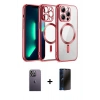 MARSİLYAN™- iPhone 13 Pro Max Kılıf Nova Işık Özel Seri - Siyah 3D Antistatik Hayalet Cam Ekran Koruyucu + Neon Fosforlu Kamera Lens - BZ