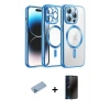 MARSİLYAN™- iPhone 13 Pro Max Kılıf Nova Işık Özel Seri - Siyah 3D Antistatik Hayalet Cam Ekran Koruyucu + Shine Kamera Lens Koruma Cam - MI