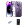 MARSİLYAN™- iPhone 13 Pro Max Kılıf Nova Işık Özel Seri - Siyah 3D Antistatik Hayalet Cam Ekran Koruyucu + Shine Kamera Lens Koruma Cam - MI