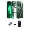 MARSİLYAN™- iPhone 13 Pro Max Kılıf Nova Işık Özel Seri - Siyah 3D Antistatik Hayalet Cam Ekran Koruyucu + Metal Kamera Lens Koruma Cam - AKYL