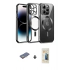 MARSİLYAN™- iPhone 13 Pro Max Kılıf Nova Işık Özel Seri - Siyah 6D Mat Seramik Hayalet Nano Ekran Koruyucu + Renkli Kamera Lens Koruma Cam - SI