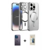 MARSİLYAN™- iPhone 13 Pro Max Kılıf Nova Işık Özel Seri - Siyah 6D Mat Seramik Hayalet Nano Ekran Koruyucu + Neon Fosforlu Kamera Lens - MI