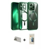 MARSİLYAN™- iPhone 13 Pro Max Kılıf Nova Işık Özel Seri - Siyah 6D Mat Seramik Hayalet Nano Ekran Koruyucu + Rainbow Kamera Lens Koruma Cam - REGD
