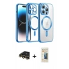 MARSİLYAN™- iPhone 13 Pro Max Kılıf Nova Işık Özel Seri - Siyah 6D Mat Seramik Hayalet Nano Ekran Koruyucu + Gold Raze Metal Kamera Lens
