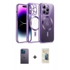 MARSİLYAN™- iPhone 13 Pro Max Kılıf Nova Işık Özel Seri - Siyah 6D Mat Seramik Hayalet Nano Ekran Koruyucu + Neon Fosforlu Kamera Lens - MI