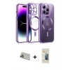 MARSİLYAN™- iPhone 13 Pro Max Kılıf Nova Işık Özel Seri - Siyah 6D Mat Seramik Hayalet Nano Ekran Koruyucu + Rainbow Kamera Lens Koruma Cam - REGD