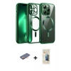 MARSİLYAN™- iPhone 13 Pro Max Kılıf Nova Işık Özel Seri - Siyah 6D Mat Seramik Hayalet Nano Ekran Koruyucu + Turuncu Renkli Kamera Lens Koruma Cam