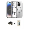 MARSİLYAN™- iPhone 13 Pro Max Kılıf Nova Işık Özel Seri - Siyah 6D Mat Seramik Hayalet Nano Ekran Koruyucu + Gold Raze Metal Kamera Lens
