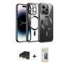 MARSİLYAN™- iPhone 13 Pro Max Kılıf Nova Işık Özel Seri - Siyah 6D Mat Seramik Hayalet Nano Ekran Koruyucu + Gold Raze Metal Kamera Lens