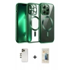 MARSİLYAN™- iPhone 13 Pro Max Kılıf Nova Işık Özel Seri - Siyah 6D Mat Seramik Hayalet Nano Ekran Koruyucu + Shine Kamera Lens - GD