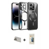 MARSİLYAN™- iPhone 13 Pro Max Kılıf Nova Işık Özel Seri - Siyah 6D Mat Seramik Hayalet Nano Ekran Koruyucu + Rainbow Kamera Lens Koruma Cam - REGD