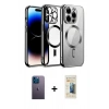 MARSİLYAN™- iPhone 13 Pro Max Kılıf Nova Işık Özel Seri - Siyah 6D Mat Seramik Hayalet Nano Ekran Koruyucu + Neon Fosforlu Kamera Lens - MI