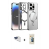 MARSİLYAN™- iPhone 13 Pro Max Kılıf Nova Işık Özel Seri - Siyah 6D Mat Seramik Hayalet Nano Ekran Koruyucu + Lacivert Pers Alüminyum Kamera Lens