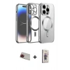 MARSİLYAN™- iPhone 13 Pro Max Kılıf Nova Işık Özel Seri - Siyah Bilvis 3D Cam Ekran Koruyucu + Rainbow Kamera Lens Koruma Cam - KI