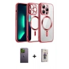 MARSİLYAN™- iPhone 13 Pro Max Kılıf Nova Işık Özel Seri - Siyah Bilvis 3D Cam Ekran Koruyucu + Neon Fosforlu Kamera Lens - YL