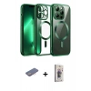 MARSİLYAN™- iPhone 13 Pro Max Kılıf Nova Işık Özel Seri - Siyah Bilvis 3D Cam Ekran Koruyucu + Renkli Kamera Lens Koruma Cam - PE