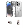MARSİLYAN™- iPhone 13 Pro Max Kılıf Nova Işık Özel Seri - Siyah Bilvis 3D Mat Cam Ekran Koruyucu + Rainbow Kamera Lens Koruma Cam - KI
