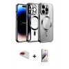 MARSİLYAN™- iPhone 13 Pro Max Kılıf Nova Işık Özel Seri - Siyah Bilvis 3D Mat Cam Ekran Koruyucu + Kırmızı Pers Alüminyum Kamera Lens