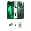 MARSİLYAN™- iPhone 13 Pro Max Kılıf Nova Işık Özel Seri - Siyah Bilvis 3D Mat Cam Ekran Koruyucu + Pembe Renkli Kamera Lens Koruma Cam