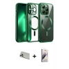 MARSİLYAN™- iPhone 13 Pro Max Kılıf Nova Işık Özel Seri - Siyah Bilvis 3D Mat Cam Ekran Koruyucu + Rainbow Kamera Lens Koruma Cam - REGD