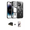 MARSİLYAN™- iPhone 13 Pro Max Kılıf Nova Işık Özel Seri - Siyah Bilvis 3D Mat Cam Ekran Koruyucu + Raze Metal Kamera Lens - GD
