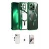 MARSİLYAN™- iPhone 13 Pro Max Kılıf Nova Işık Özel Seri - Siyah Bilvis 3D Mat Cam Ekran Koruyucu + Shine Kamera Lens - GD