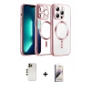 MARSİLYAN™- iPhone 13 Pro Max Kılıf Nova Işık Özel Seri - Siyah Bilvis 3D Mat Cam Ekran Koruyucu + Shine Kamera Lens - GD