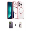 MARSİLYAN™- iPhone 13 Pro Max Kılıf Nova Işık Özel Seri - Siyah Bilvis 3D Mat Cam Ekran Koruyucu + Yeşil Neon Fosforlu Kamera Lens